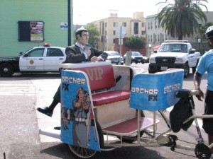 A pedicab outside of the Mission. They are everywhere at Comic Con.