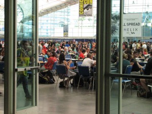 This is the place where many, though not all, people go to sit down and relax after a lot of walking and standing in line.