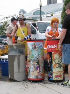 Nami and Ussop take a break from the Straw Hat Crew to hand out drinks on a balmy San Diego day for us Comic Con attendees.