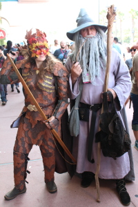 A wood elf and Gandalf the Grey